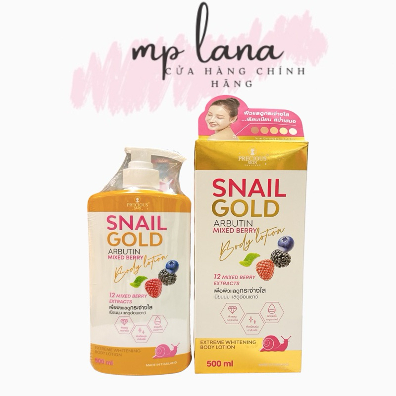 Sữa dưỡng thể body Snail Gold Arbutin Mix Berry Body Lotion Precious Skin 500ml - Thái Lan