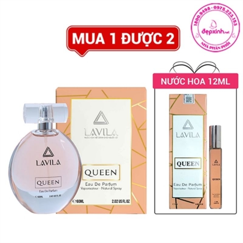 [Mua 1 Tặng 1] Nước hoa nữ Lavila Queen EDP 60ml - Tặng nước hoa Queen 20ml