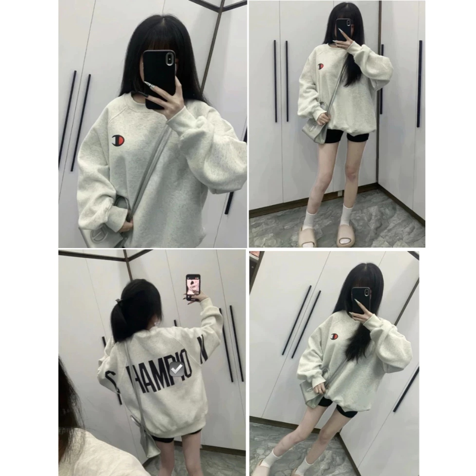 Áo Sweter Nỉ Xám Logo Chữ Rời In Sau Lưng ❤ Áo Nỉ Bông Không Xù Basic Dày Dặn Dáng Rộng Nam Nữ