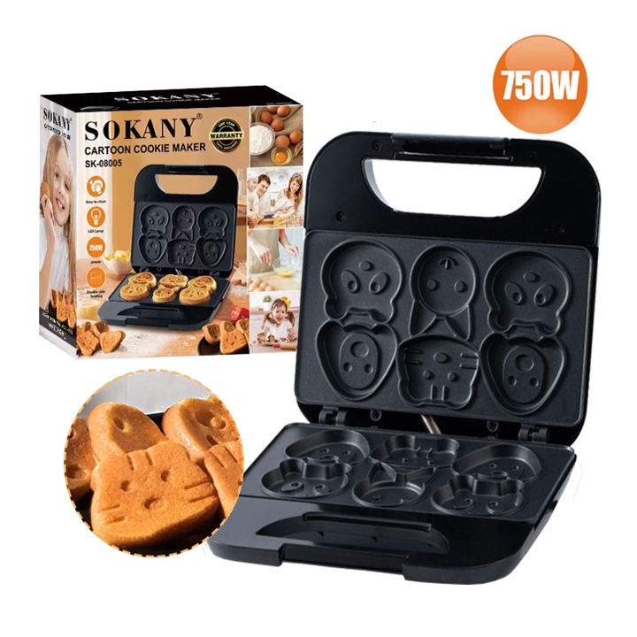 MÁY NƯỚNG BÁNH MAGIC HÌNH THÚ Có 07 /06 khuôn hình ngộ nghĩnh: hình hoa, mặt cười, mèo kitty, heo con..