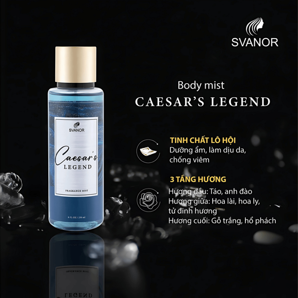 Xịt thơm cơ thể ( bodymist ) Svanor Caesar's Legend 250ml