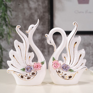 Cặp thiên nga gốm sứ trắng trí phong thủy