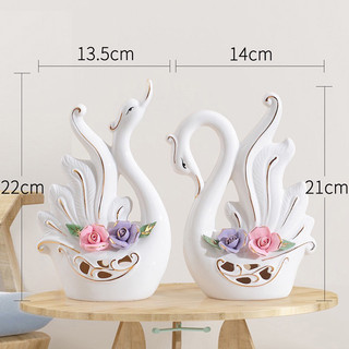 Cặp thiên nga gốm sứ trắng trí phong thủy