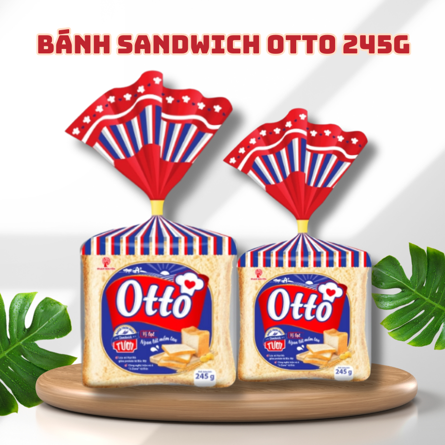 Túi Bánh Sandwich tươi lạt Otto 245g - Bánh ăn sáng - Bánh mì tươi - Đồ ăn vặt