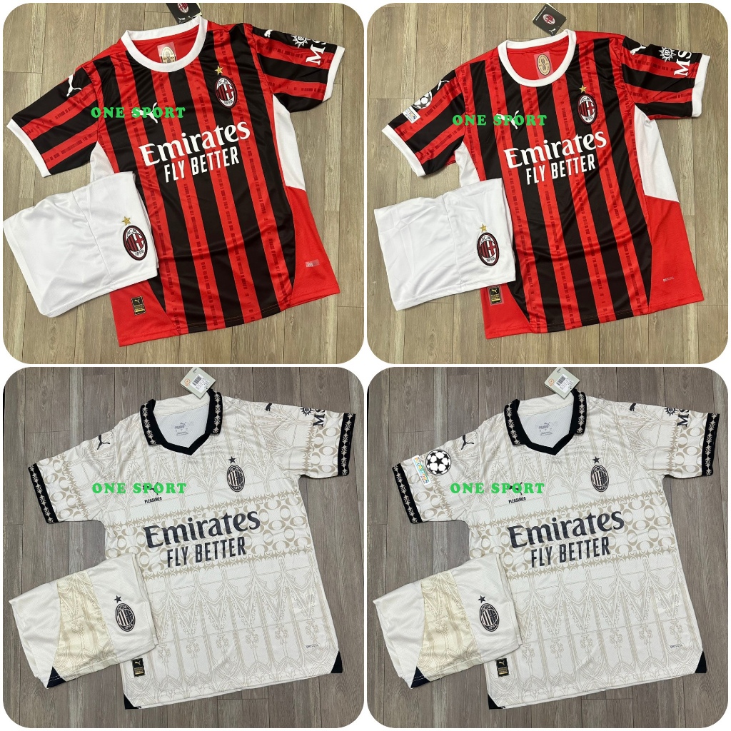 Bộ Quần Áo Bóng Đá CLB AC Milan 24/25, Áo Đá Banh AC Milan - Chuẩn Mẫu Thi Đấu - Vải Thái Cao Cấp