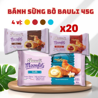 1 THÙNG 20 Bánh Sừng Bò Bauli Moonfils 45g - Bánh ăn sáng tiện lợi giàu dinh dưỡng - Bánh sừng trâu - Đồ ăn vặt