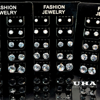 (ĐVT: 1 Vỉ) Vỉ bông tai inox 10 đôi các kích cỡ 3-7ly UHA