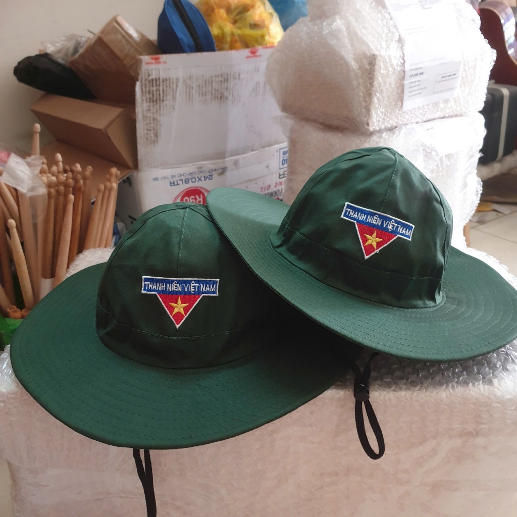 combo 10 mũ tai bèo logo đoàn thêu
