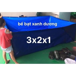 [ Tặng van xả ] Bể bạt nuôi ốc ếch cá lươn xanh dương 3x2x1, dầy dặn chắc chắn