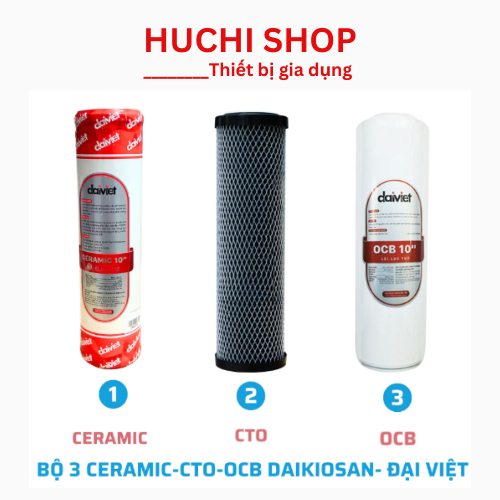 Combo lõi lọc nước Ceramic - CTO - OCB Đại Việt dùng cho máy lọc nước Daikiosan, Makano