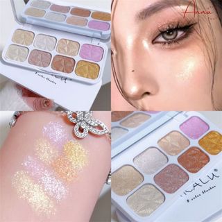  Phấn nhũ bắt sáng kim tuyến lấp lánh 8 ô Dikalu nhũ kim tuyến makeup lên màu chuẩn lâu trôi 