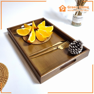 Khay Gỗ Màu Óc Chó Có Tay Cầm Cao 4 cm,Khay Gỗ Đa Năng Nhiều Kích Thước Dùng Trong Gia Đình Nhà Hàng