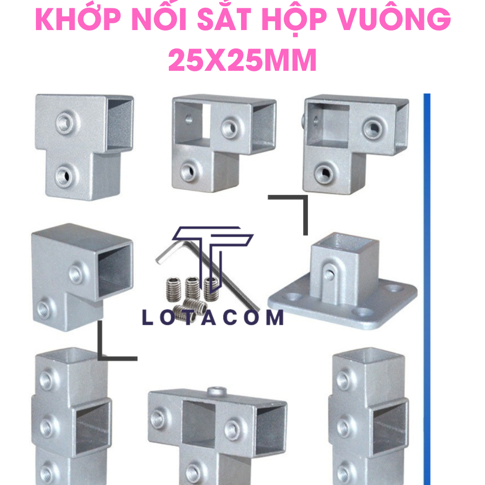 Khớp nối sắt hộp vuông,khớp nối nhanh 25mmx25mm Lotacom Decor