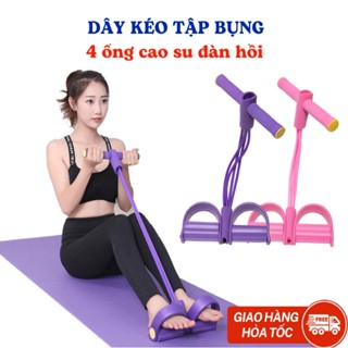 Dây Tập Bụng Yoga - Dây Kéo Đàn Hồi Kháng Lực 4 Ống Thể Dục, Tập Gym Cơ Bụng Thông Minh Tại Nhà