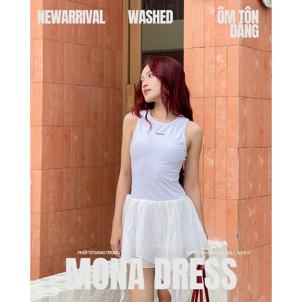 Đầm sát nách 3 lỗ TRẮNG form ôm tà sứa xòe siêu xinh - Honest Store Women Nữ Dress - mùa hè