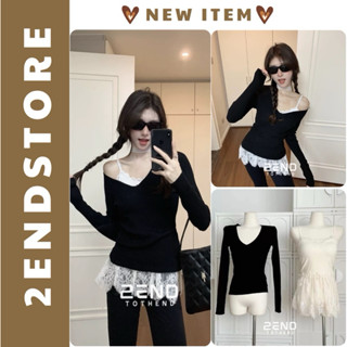  ✿ 2END | Áo len nữ dài tay mềm kèm áo 2 dây ren có đệm ngực 