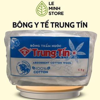 Bông thấm nước Trung Tín chính hãng 5g màu xanh, Bông gòn y tế vệ sinh da, Bông chăm sóc vết thương
