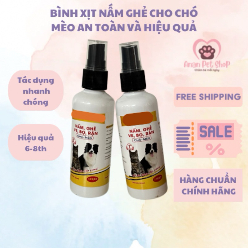 Xịt nấm ghẻ chai lớn 300ml cho chó và mèo an toàn và hiệu quả  nhanh