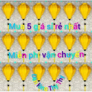 Đèn lồng Hội vải gấm lụa màu vàng phát tài phát lộc thịnh vượng