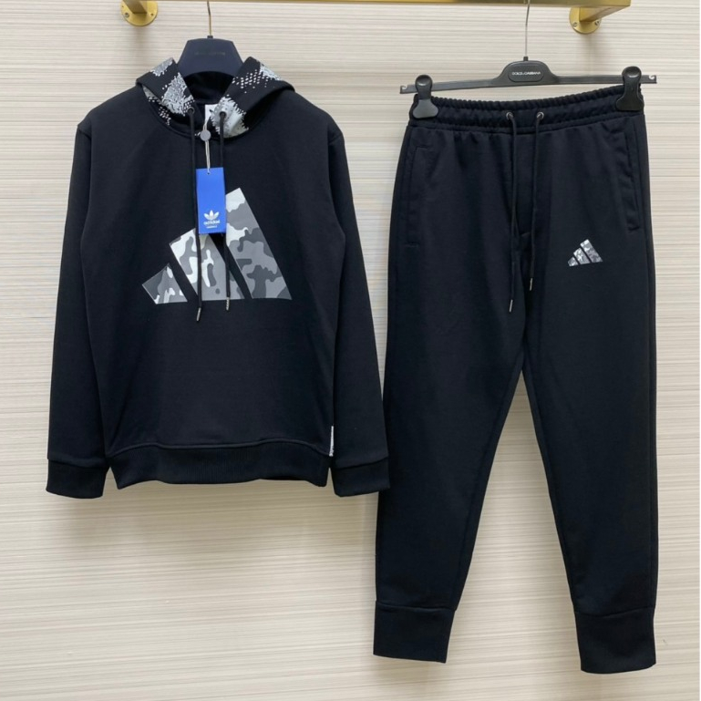Bộ Nỉ DAS Nam Nữ Thu Đông thêu logo xịn sò -Bộ Thể Thao Nam Tay Dài ADIDAS chất liệu xốp tàu không bai xù mềm mịn
