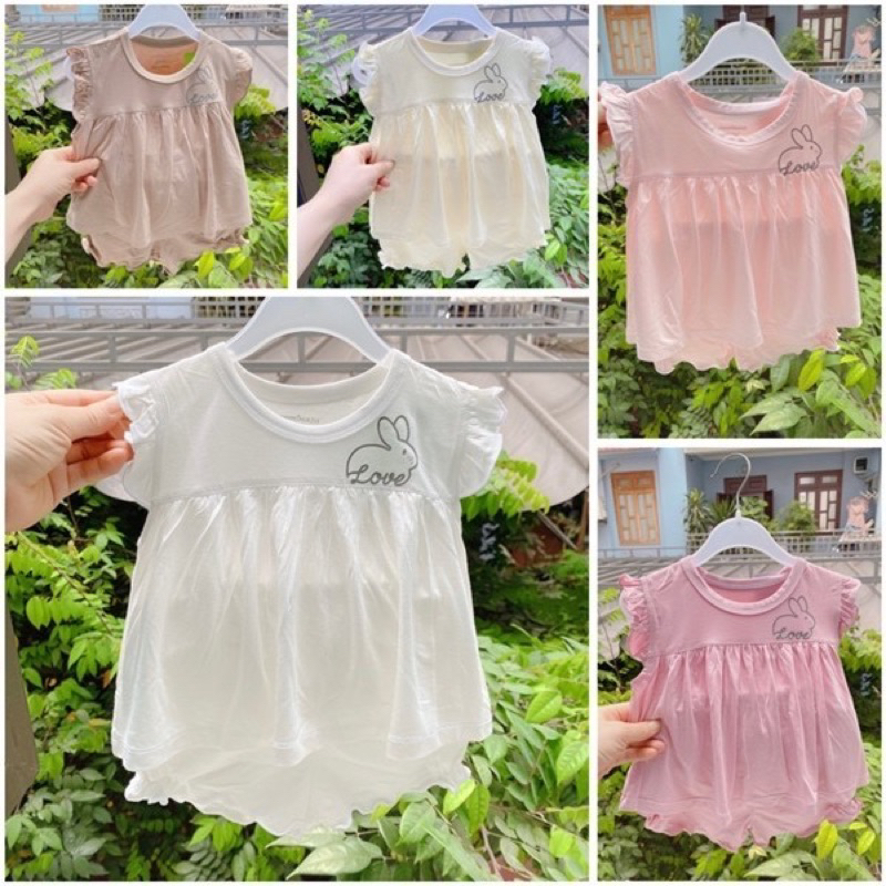 Bộ cộc tay cánh tiên aminaza chất sợi tre cho bé từ 6 tháng đến 3 tuổi