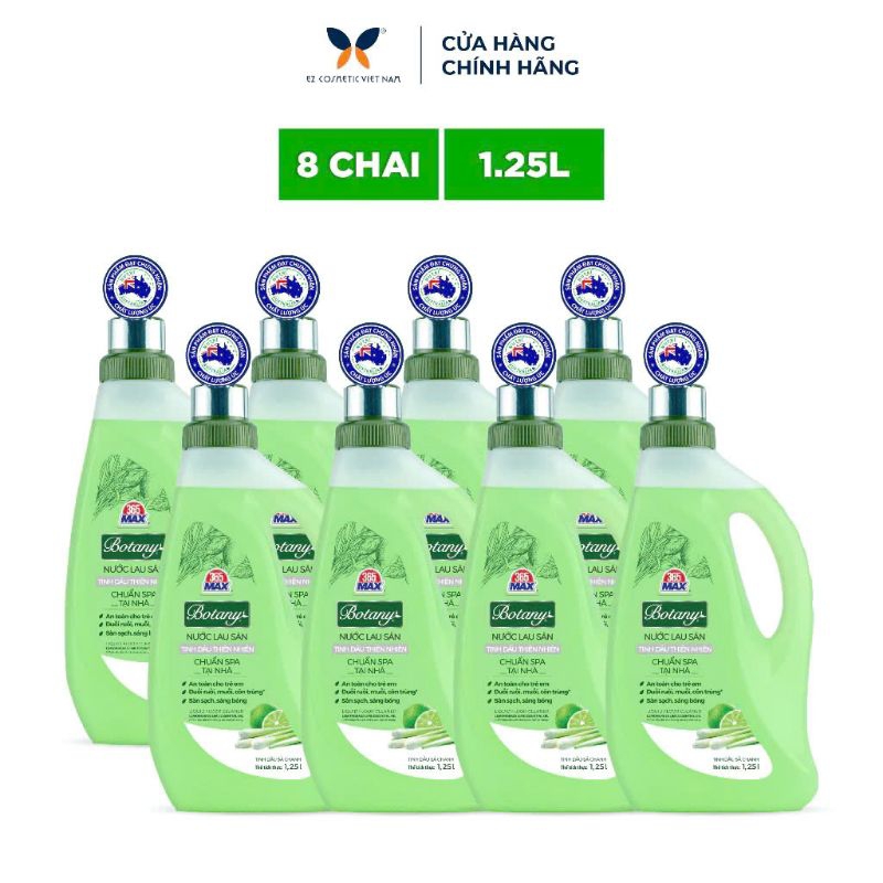 Combo 8 Chai Nước Lau Sàn 365 Max Botany Tinh Dầu Sả Chanh 1.25L làm sạch bóng sàn nhà