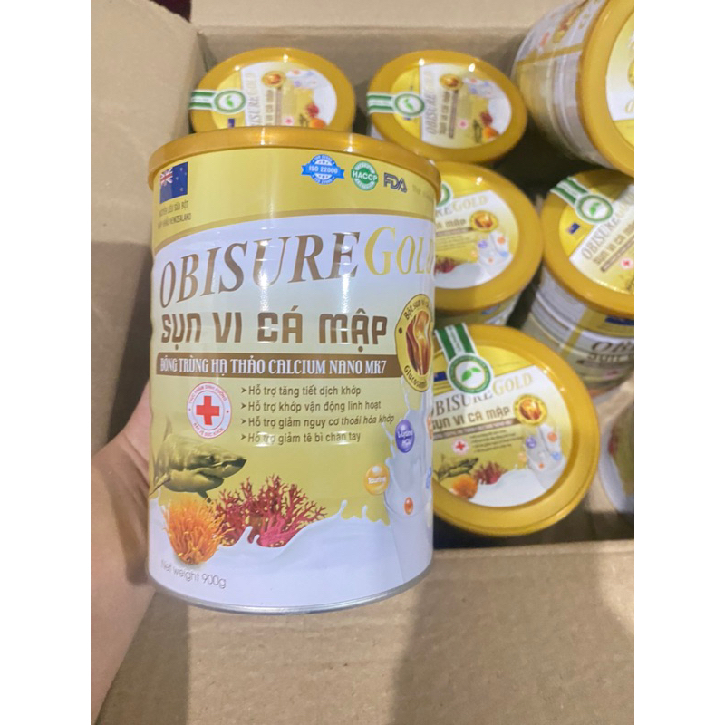 combo 3lon  .Sữa bột Obisure Gold Sụn vi cá mập đông trùng hạ thảo calcium nano mk7 hộp 900g