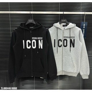  Áo Khoác Nỉ Hoodie Zip DSQ Nỉ Gai Hình IN Icon Siêu Đẹp Thân Trước Áo Khoác Hoodie Zip Thiết Kế Form Dáng Dầy Dặn 