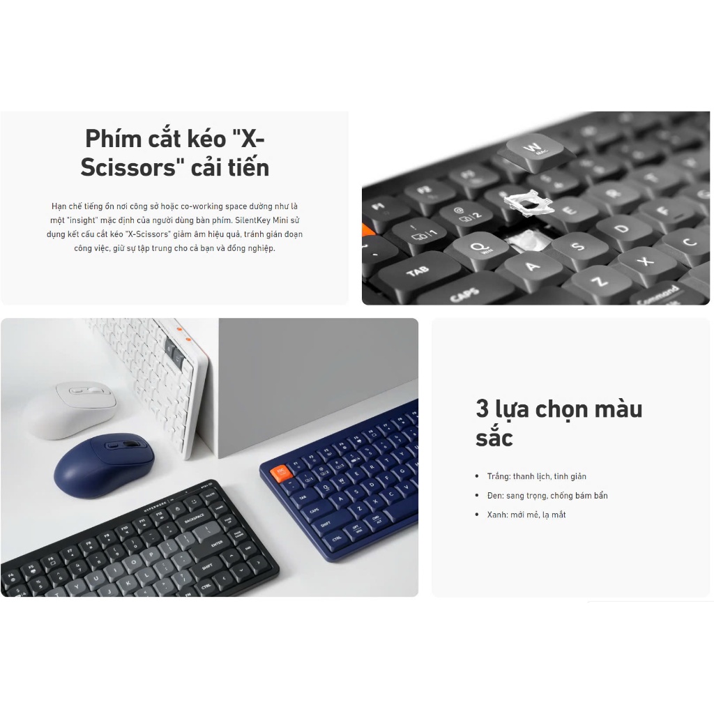 Bàn phím không dây HyperWork SilentKey Mini TS01M ( Chính Hãng ) | BigBuy360 - bigbuy360.vn