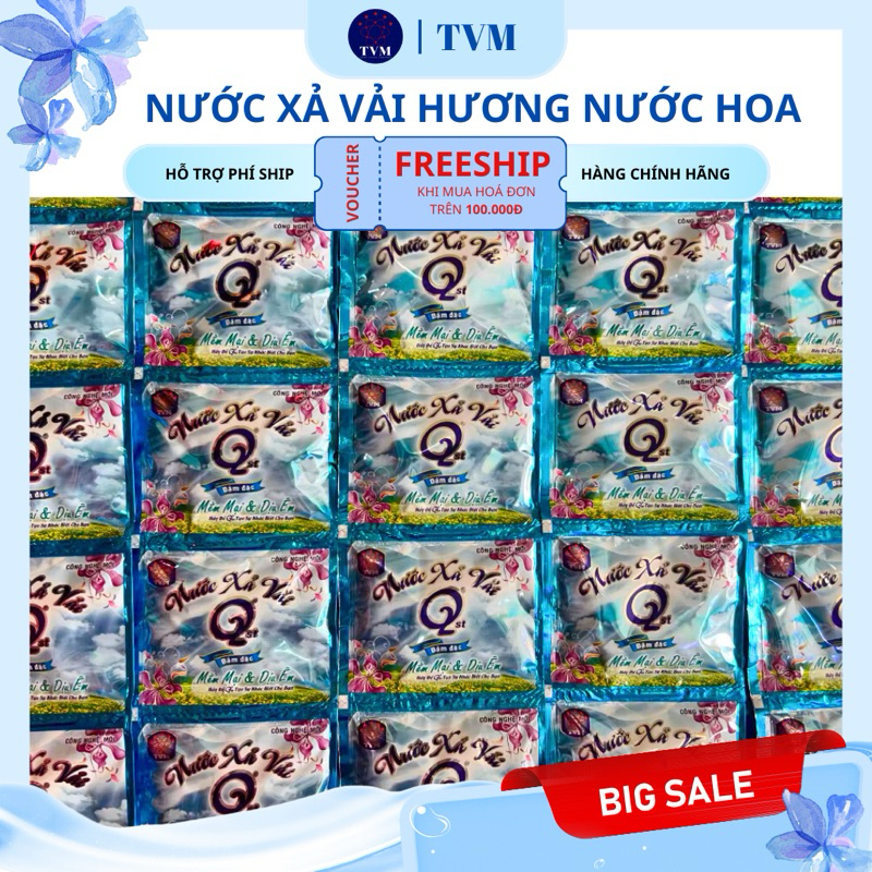 Combo 200 gói nước xả vải Q hương ban mai dùng cho khách sạn, nhà nghỉ
