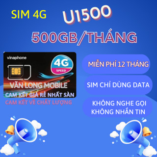SIM4G U1500 Vinaphone ( Miễn phí 1 năm vào mạng 4G Tốc Độ Cao ) , Kèm Nhiều Gói Data Giá Rẻ , Bảo Hành 12 Tháng