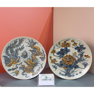 Mâm bồng men rạn, đĩa đựng hoa quả ban thờ, men rạn đắp nổi Bát Tràng, đồ thờ cúng gốm sứ