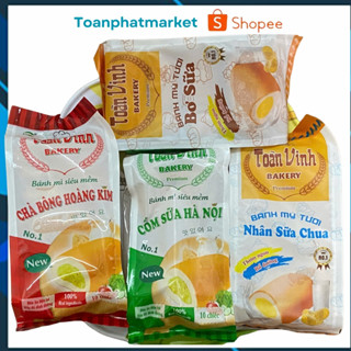 Bánh mỳ tươi Toàn Vinh nhân sữa chua, cốm sữa, chà bông, bơ sữa ( gói 10 chiếc) , bánh mỳ ăn sáng.