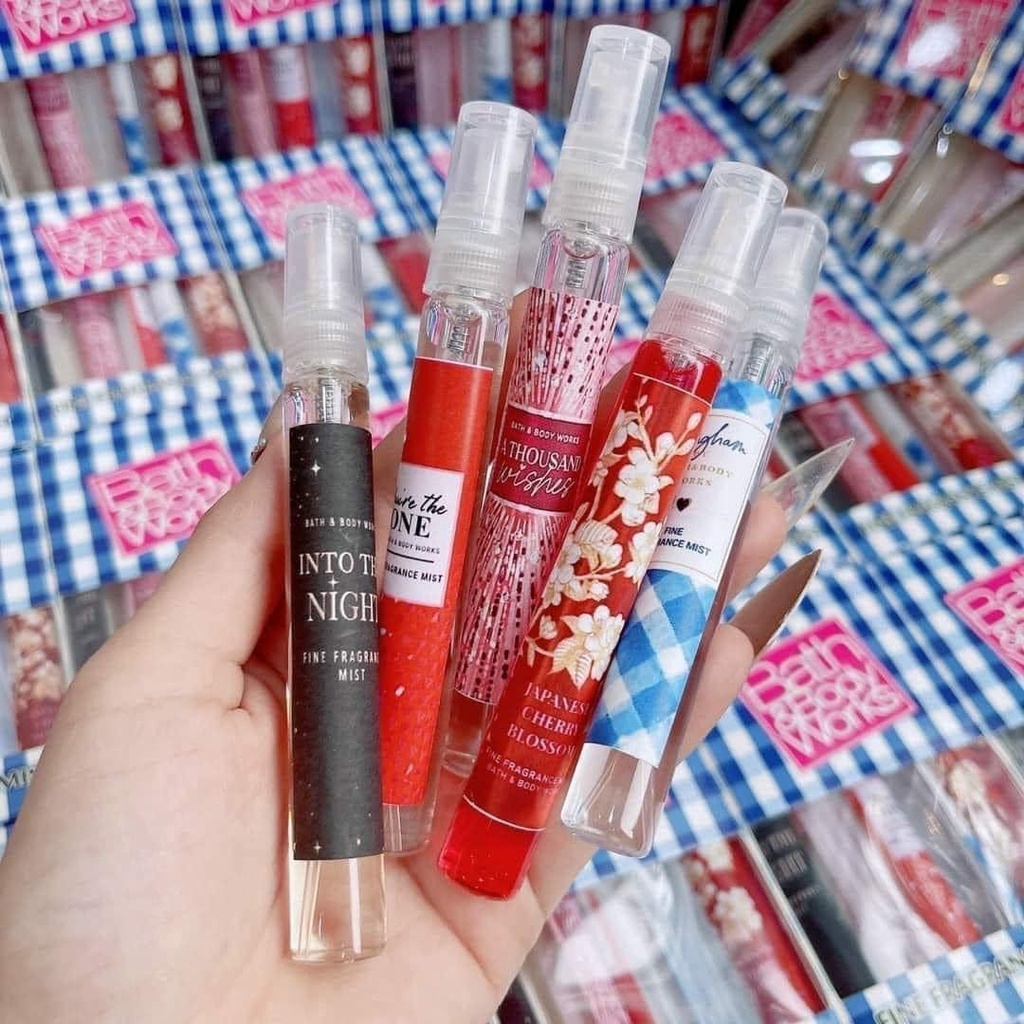 Set 5 Chai Chiết Xịt Thơm Body Mist Bath and Body Works 10ml (Fullbox ) Mix Mùi Hot Nhất Của Hãng