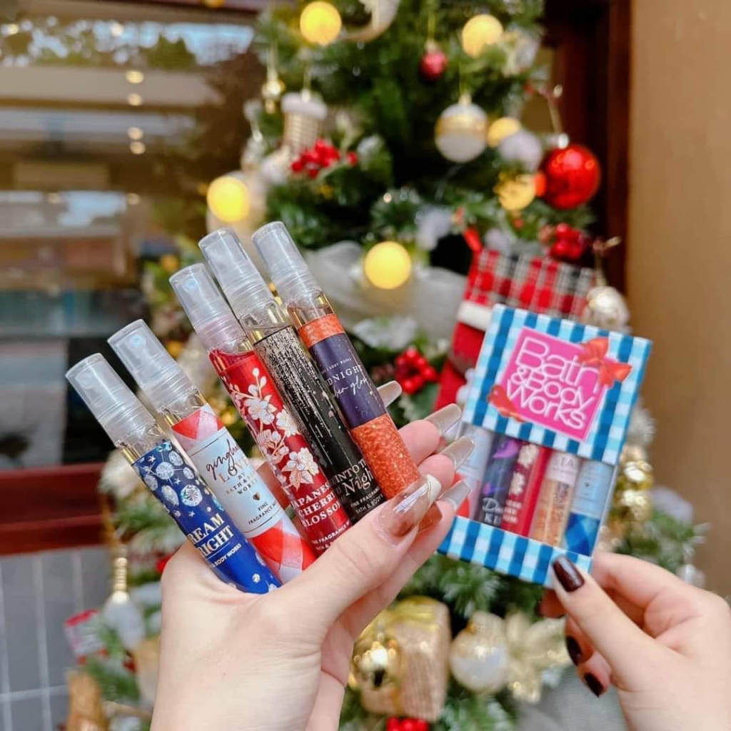 Set 5 Chai Chiết Xịt Thơm Body Mist Bath and Body Works 10ml (Fullbox ) Mix Mùi Hot Nhất Của Hãng