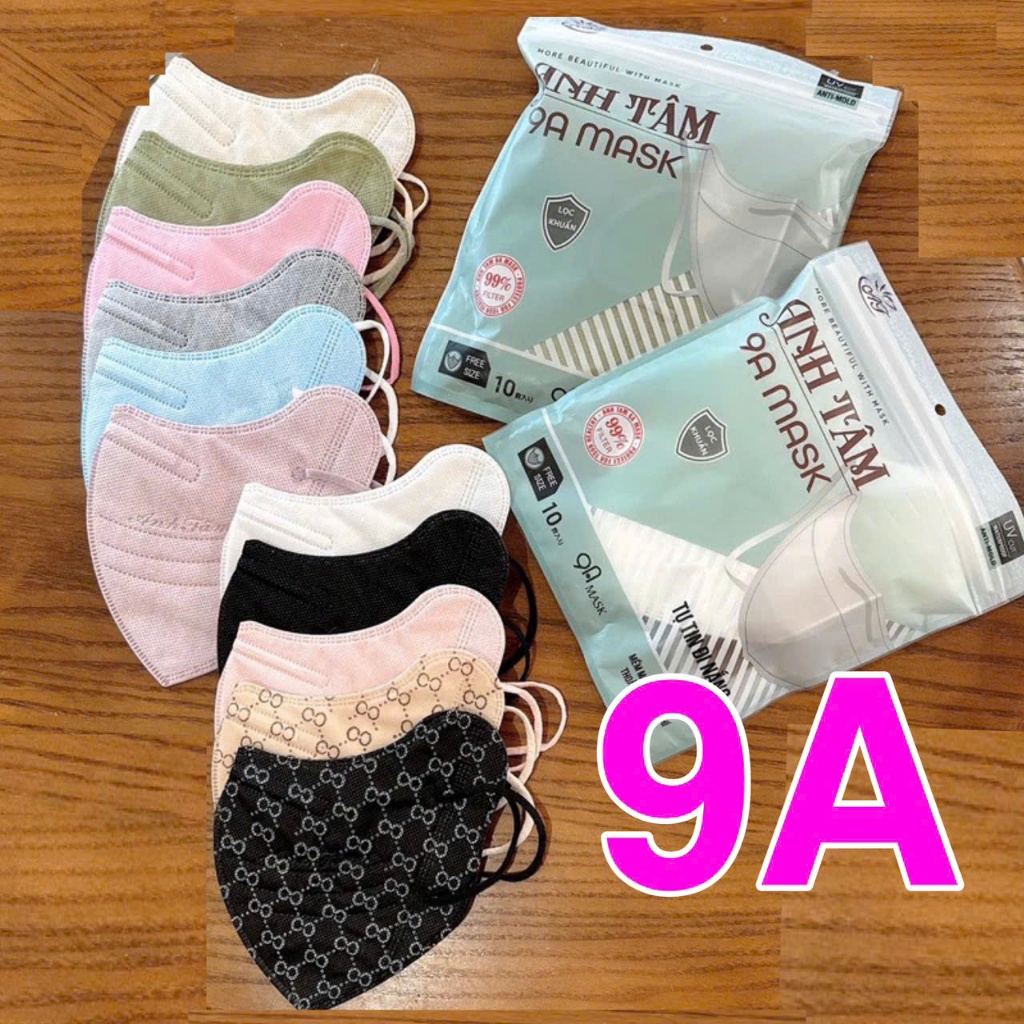 [Mặt To] Sỉ 100 chiếc Khẩu trang 9A ANH TÂM 5 lớp chống nắng gò má, tia UV che kín mặt 50kg - 85kg - unicare
