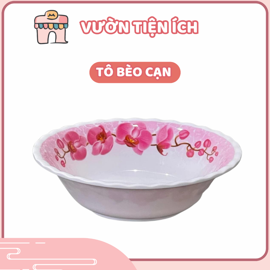 Tô nhựa melamine bông hồng loại tô bèo cạn, bát nhựa phíp dùng cho bún, mì, tô nhỏ cho bé của Shop V