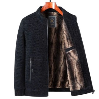  Áo khoác lông đẹp cho Bố cho Ông Ấm áp áo trung niên mùa đông hàng QC MÃ J8 