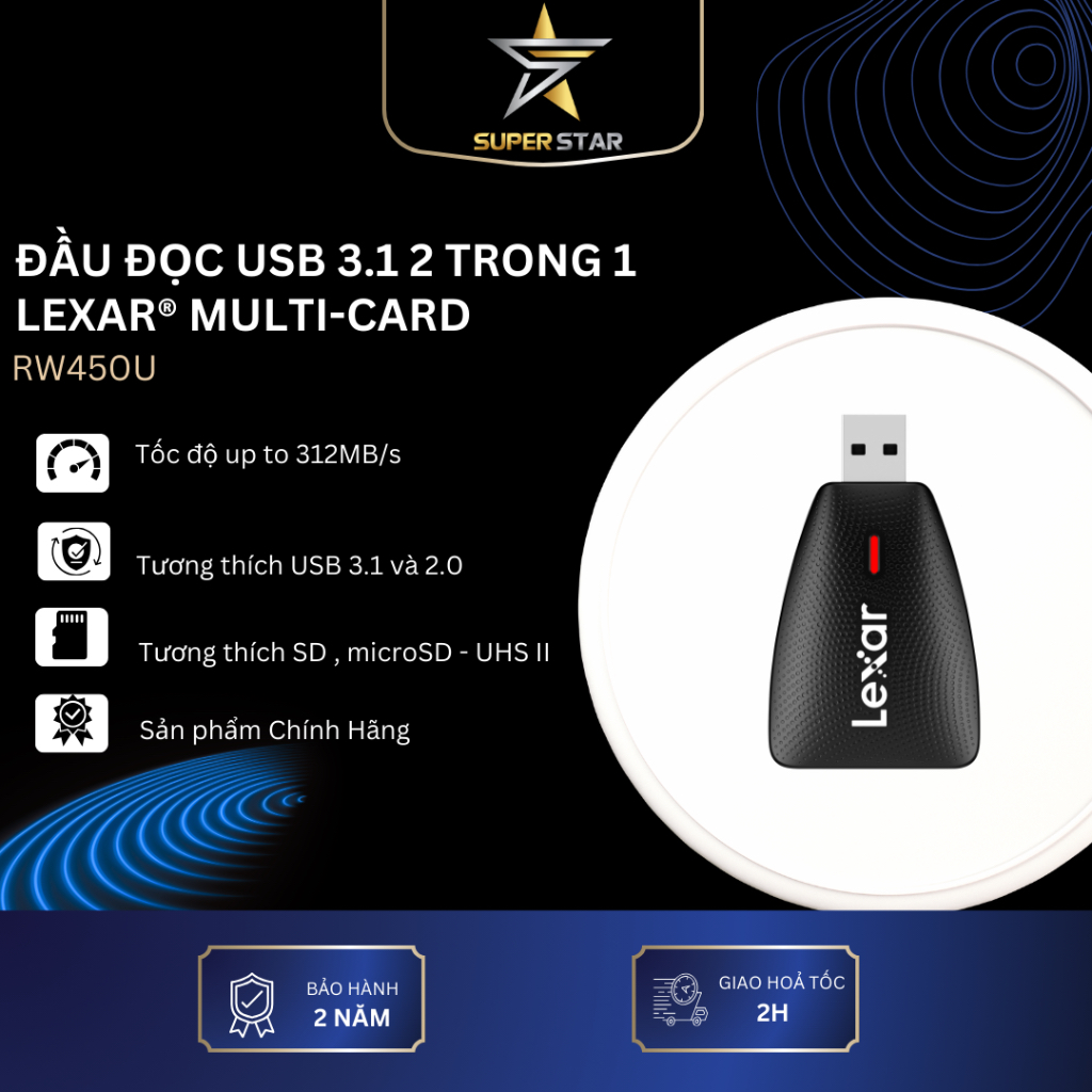 Lexar® Multi-Card 2-in-1 USB 3.1 Reader