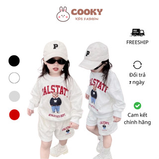 Set bộ thu đông bé gái bé trai gồm áo ni Sweater phối quần short Calstate cho bé trai bé gái chất nỉ cotton COOKY KIDS