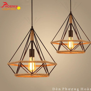 Đèn thả trần kim cương dây thừng kiểu dáng Vintage trang trí quán cà phê PH2207