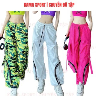  Quần jogger thể thao nữ túi hộp chất gió ống suông chuyên nhảy zumba dance aerobic 