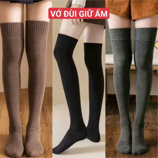 Tất vớ Dài Qua Gối Nữ, Tất Chân Cổ Cao Phong Cách Lolita Nhật Bản, Vớ Đùi Nữ Dệt Kim Họa Tiết Len Dày Ấm