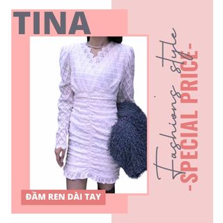 Đầm ren mịn dáng ôm body dài tay, chất liệu cao cấp QC, Đầm cổ tim dúm che khuyết điểm vòng 2 tôn dáng quý phá