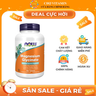 NOW Foods Magnesium Glycinate 200mg - Cải Thiện Giấc Ngủ, Giảm Căng Thẳng, Giảm Stress, Cơ Xương