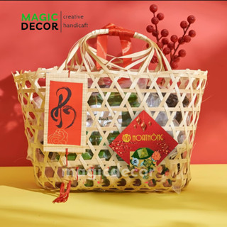  Giỏ tre đựng quà Tết bánh kẹo Trung Thu lãng quà biếu truyền thống decor trang trí 