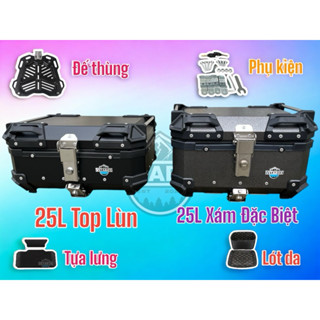 Thùng Nhôm Xe Máy Top Lùn 25L chính hãng VetaBox - BH 1 năm (Chung nhà máy làm thùng Motowolf)