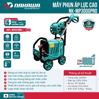  Máy rửa xe Nakawa NK-MP3000Pro   có chỉnh áp   | Motor dây đồng | Dòng bán công nghiệp 