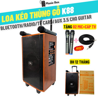   Hoả Tốc Loa Vali Kéo Di Động Karaoke Bluetooth Kiomic K88 Âm Thanh Siêu Đỉnh Tặng 2 micro không dây MUSIC BOX 