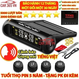  Cảm biến áp suất lốp ô tô xe hơi gắn ngoài cao cấp Pin sạc năng lượng mặt trời màn hình LCD tuổi thọ pin 5 năm 